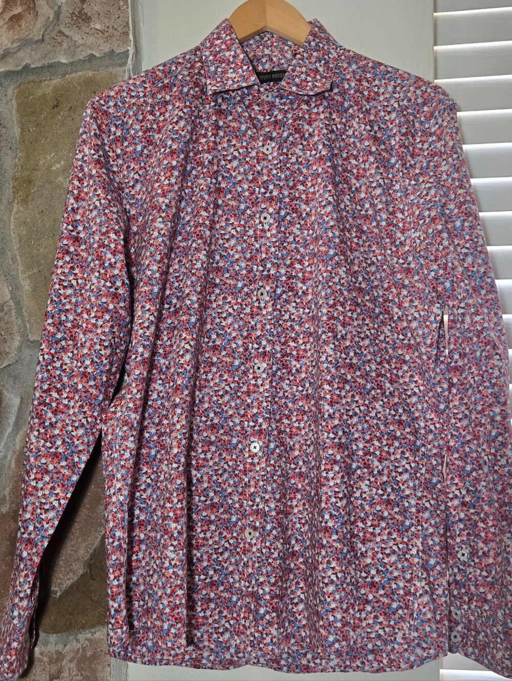 Micro Floral Slim Fit Button Up Cotton Shirt Eclectic Indie Wedding Guest Fit